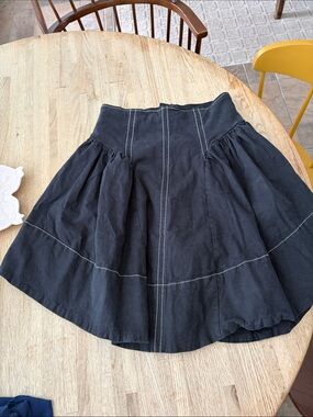 Anthropologie Black Full Circle Skirt with Contrast Topstitching